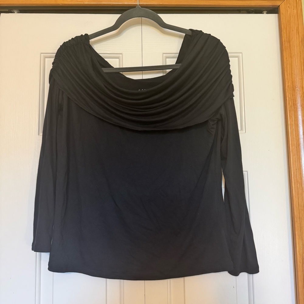 Soft surroundings cowl neck blouse black‎ soft slouchy minimalist neutral Medium